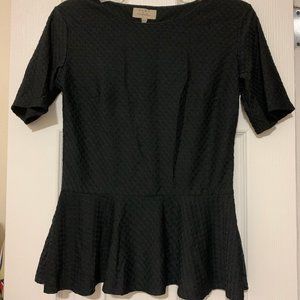 Zara, Peplum Black Top with waffle fabric, M